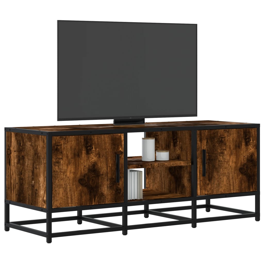 Vetonek Mueble TV metal y madera ingeniería roble ahumado 100x35x41 cm