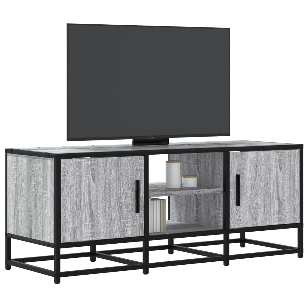 Vetonek Mueble TV metal y madera ingeniería gris Sonoma 100x35x41 cm