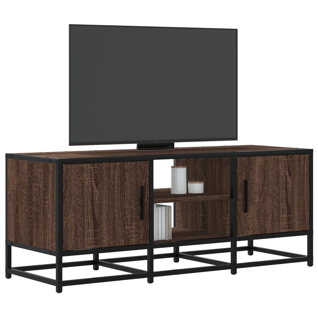 Vetonek Mueble TV metal y madera ingeniería marrón roble 100x35x41 cm