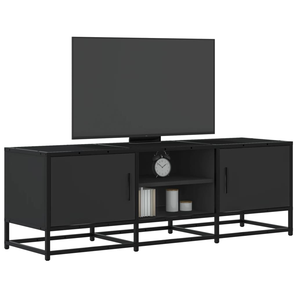 Vetonek Mueble de TV madera de ingeniería y metal negro 120x35x41 cm