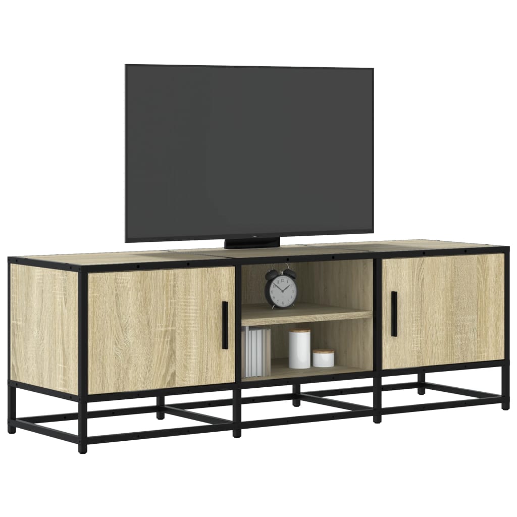 Vetonek Mueble TV metal y madera ingeniería roble Sonoma 120x35x41 cm