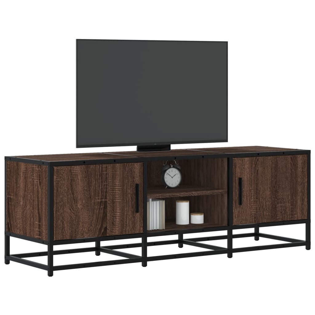 Vetonek Mueble TV metal y madera ingeniería marrón roble 120x35x41 cm