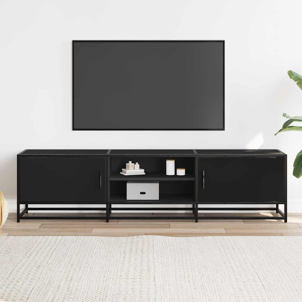 Ingegneria dei mobili TV e legno in metallo nero 160x35x41 cm