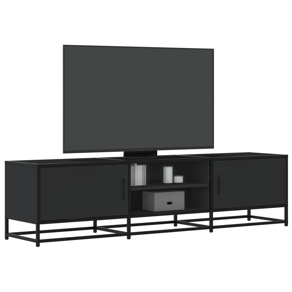 Vetonek Mueble de TV madera de ingeniería y metal negro 160x35x41 cm