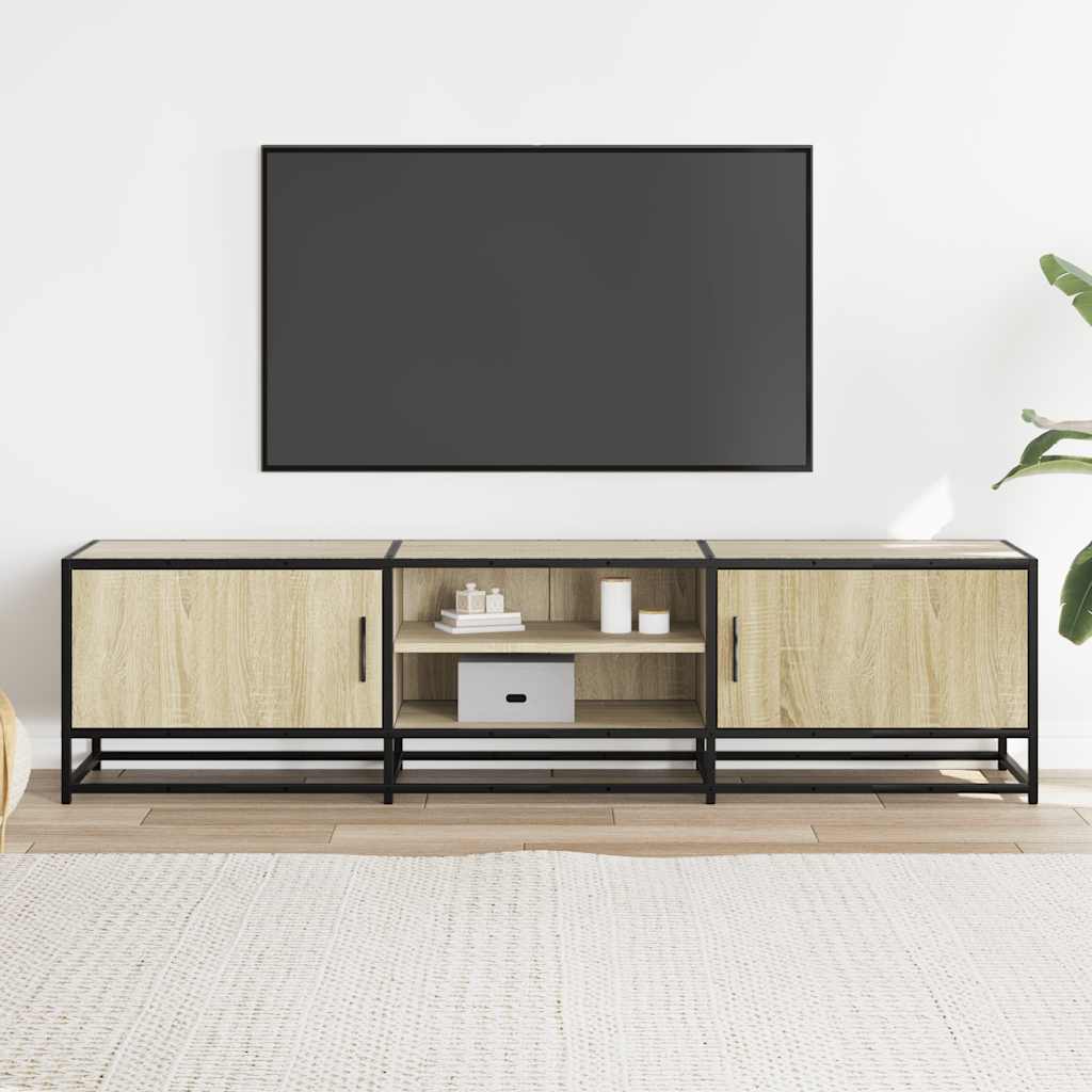 Mueble TV metal y madera sintetizada Nexus roble Sonoma 160x35x41 cm