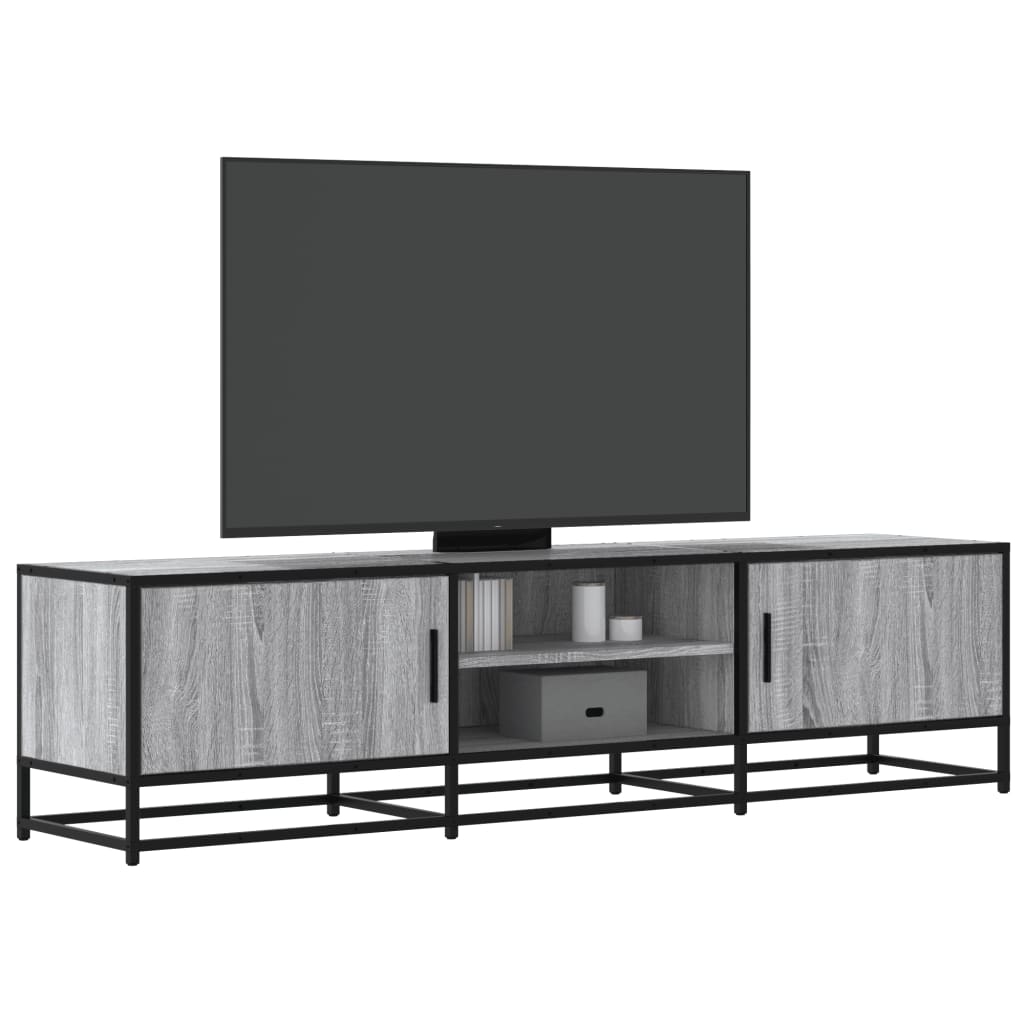 Vetonek Mueble TV metal y madera ingeniería gris Sonoma 160x35x41 cm