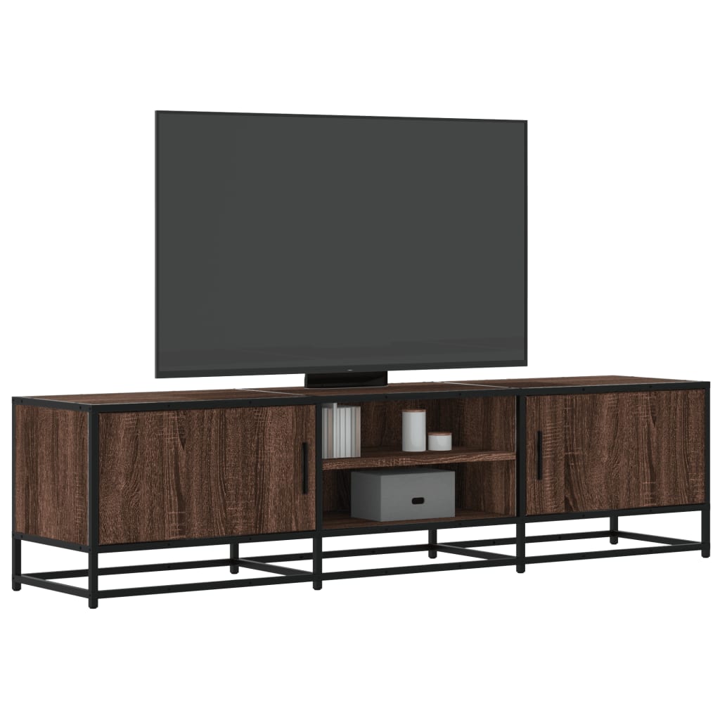 Vetonek Mueble TV metal y madera ingeniería marrón roble 160x35x41 cm