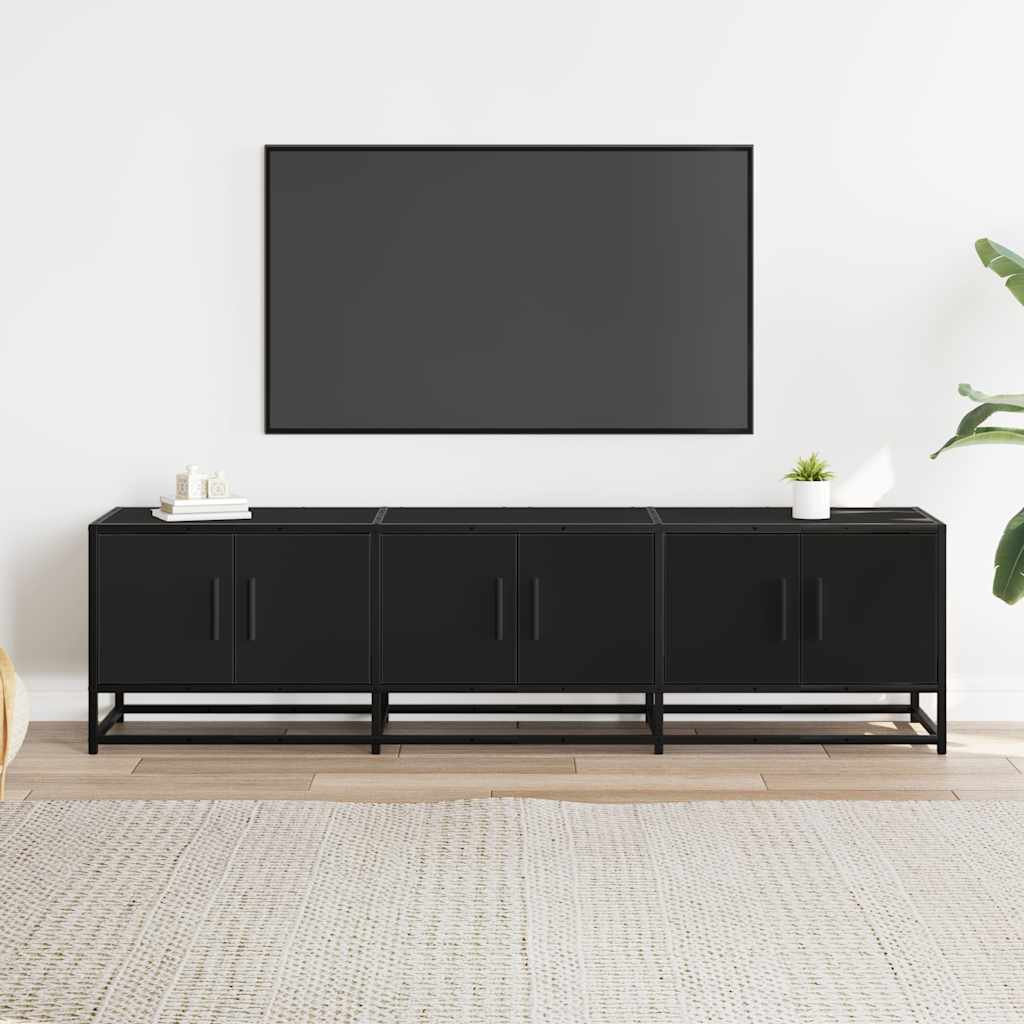 Mobili in ingegneria nera e tv in metallo 150x35x41 cm