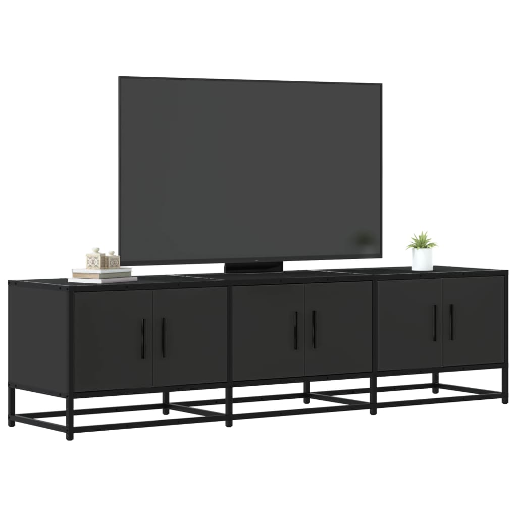 Vetonek Mueble de TV madera de ingeniería y metal negro 150x35x41 cm