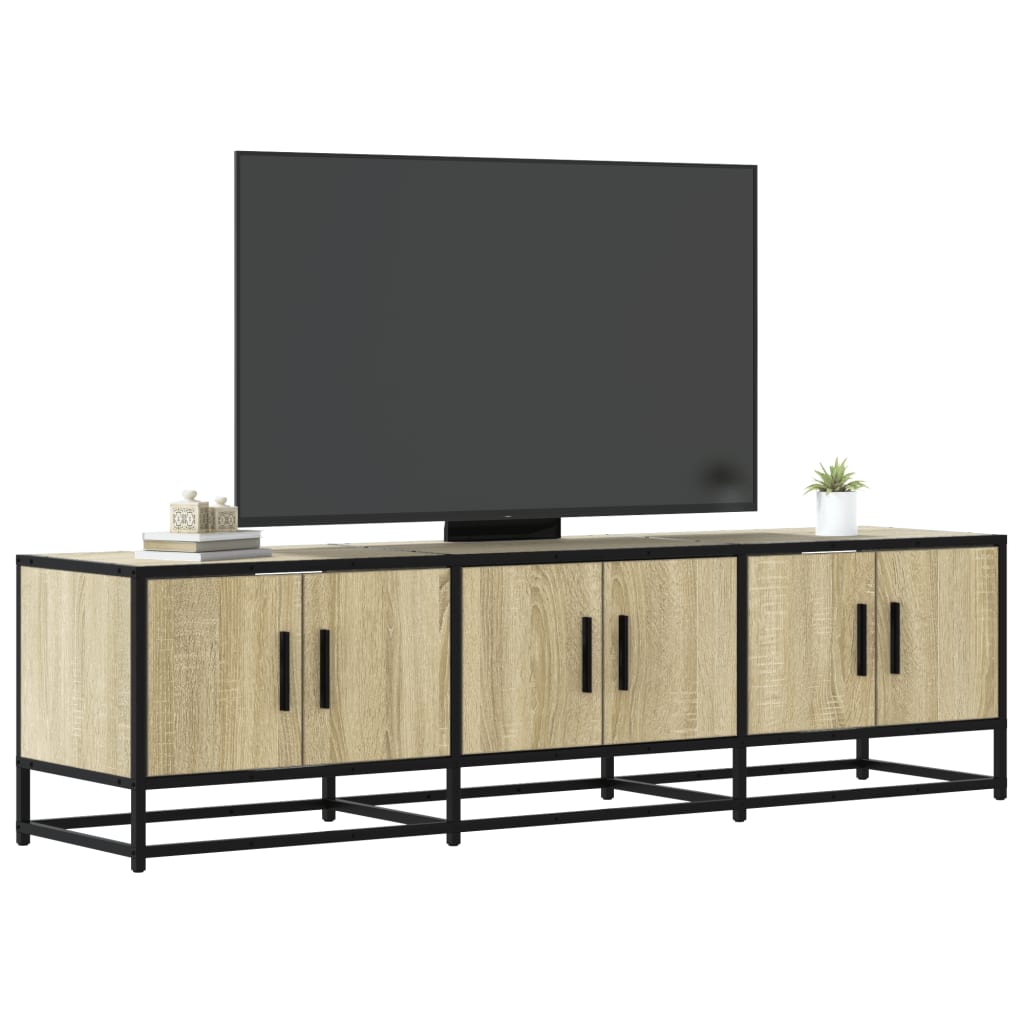 Vetonek Mueble TV metal y madera ingeniería roble Sonoma 150x35x41 cm