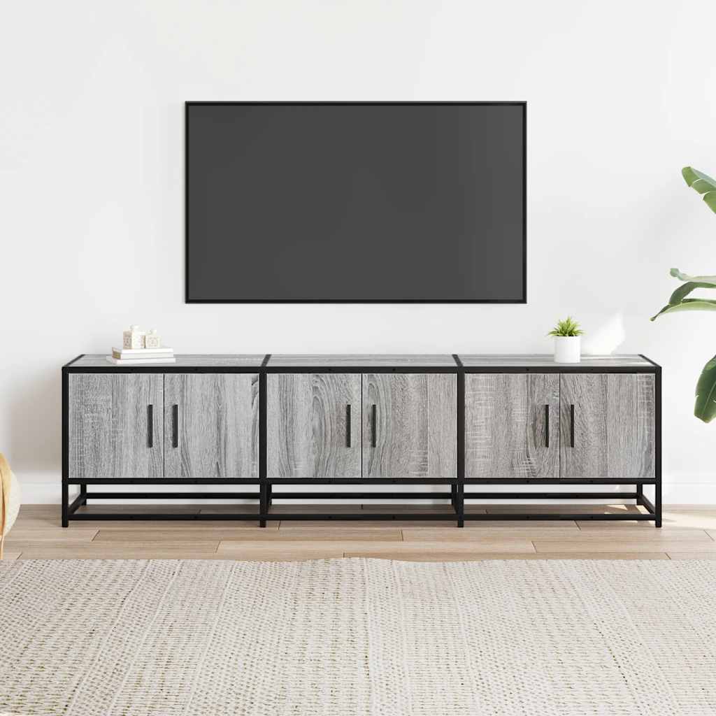 Mueble TV madera sintetizada Nexus y metal gris Sonoma 150x35x41 cm