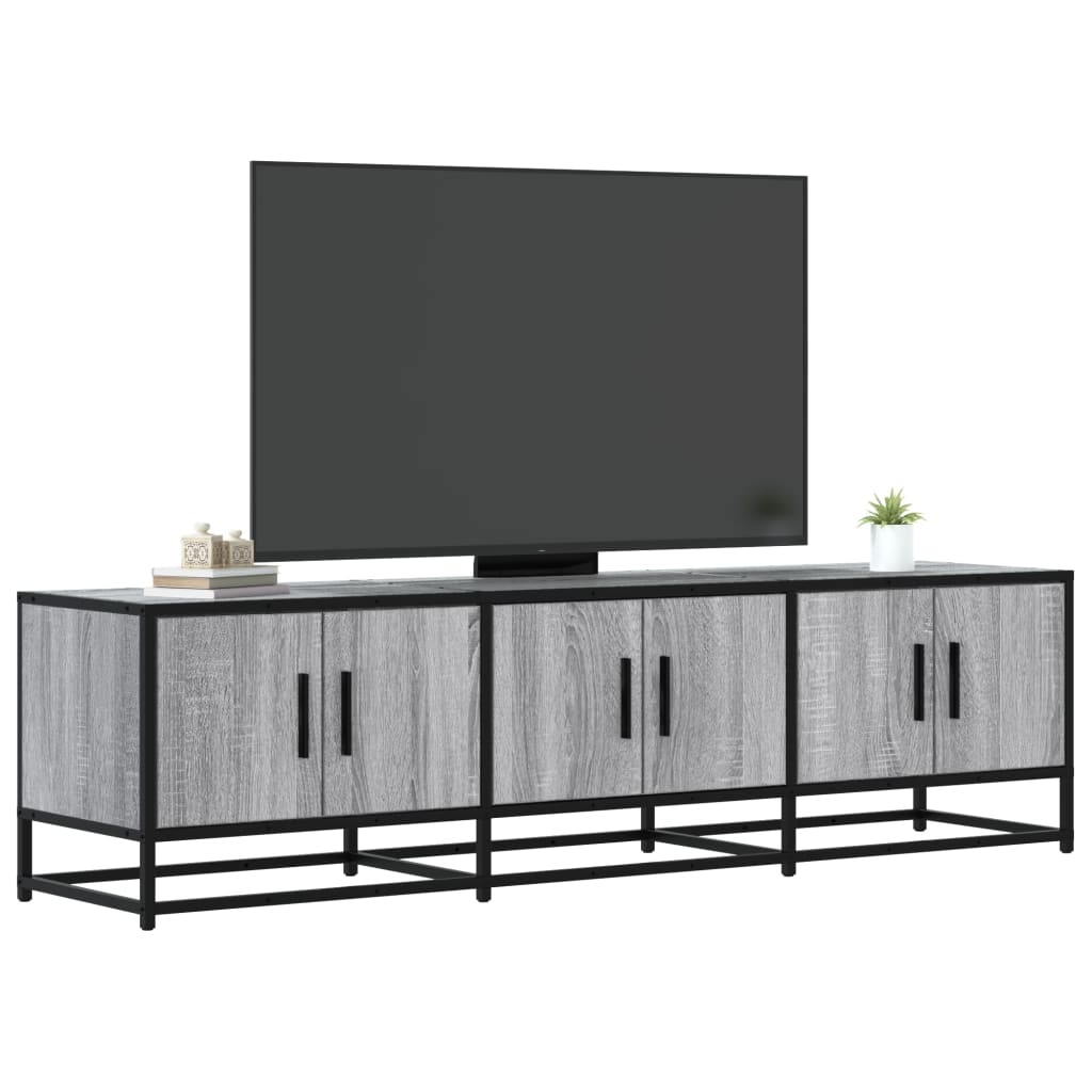 Vetonek Mueble TV madera ingeniería y metal gris Sonoma 150x35x41 cm