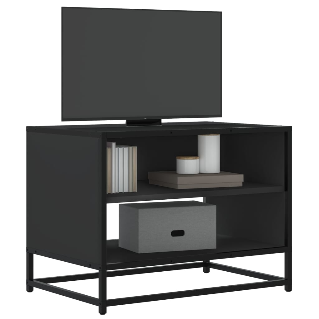 Vetonek Mueble de TV madera de ingeniería y metal negro 61x40x46 cm