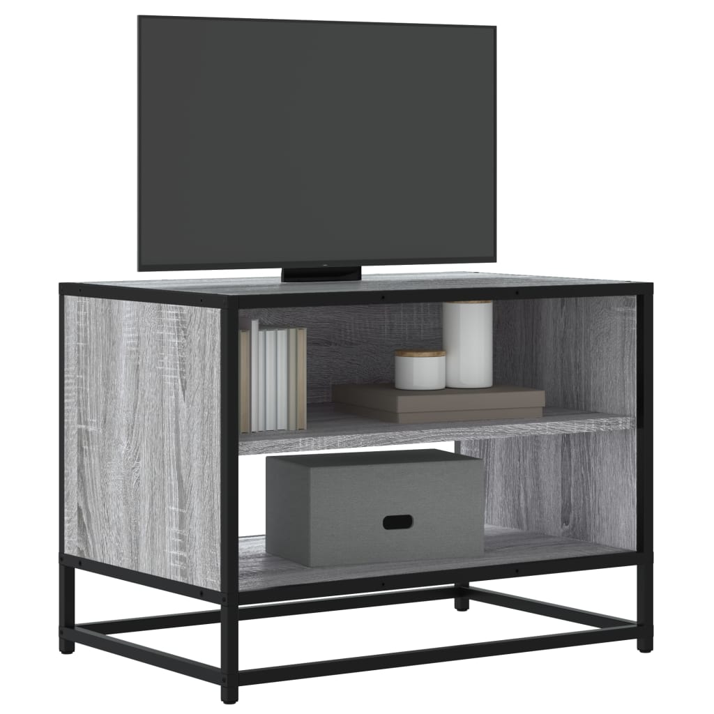 Vetonek Mueble TV madera ingeniería y metal roble ahumado 61x40x46 cm