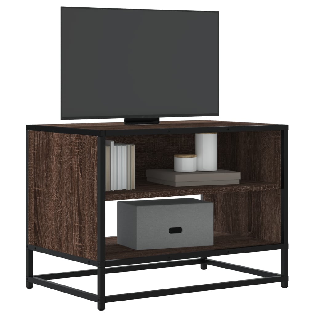 Vetonek Mueble TV metal y madera ingeniería marrón roble 61x40x46 cm