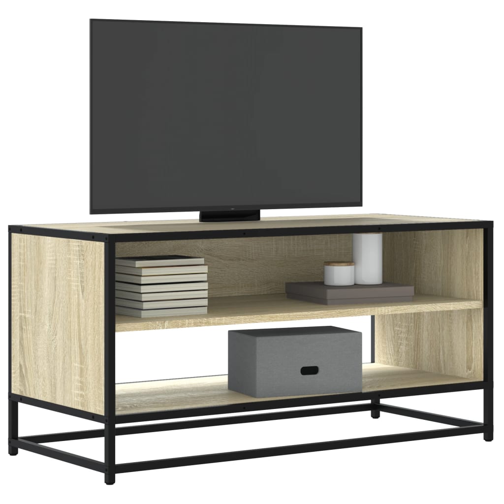 Vetonek Mueble TV metal y madera ingeniería roble Sonoma 91x40x46 cm