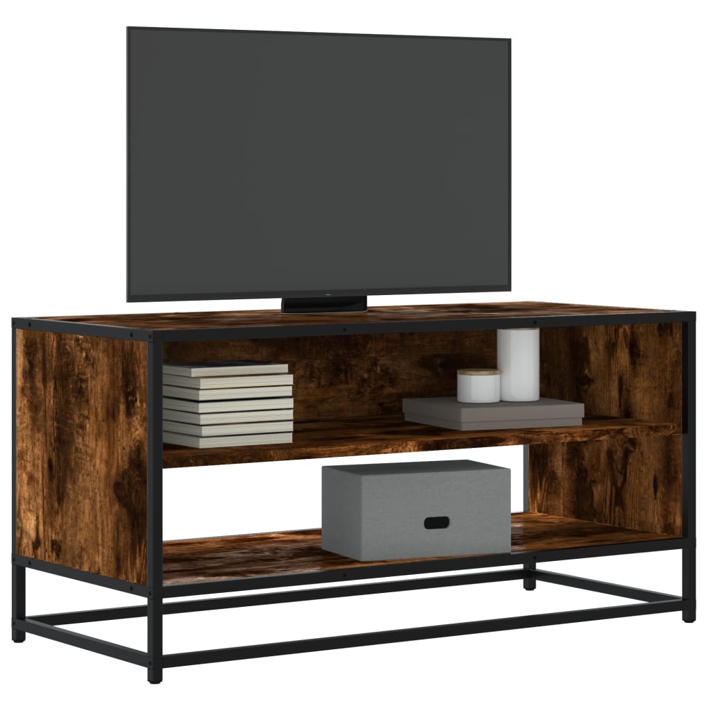 Vetonek Mueble TV metal y madera ingeniería roble humo 91x40x46 cm