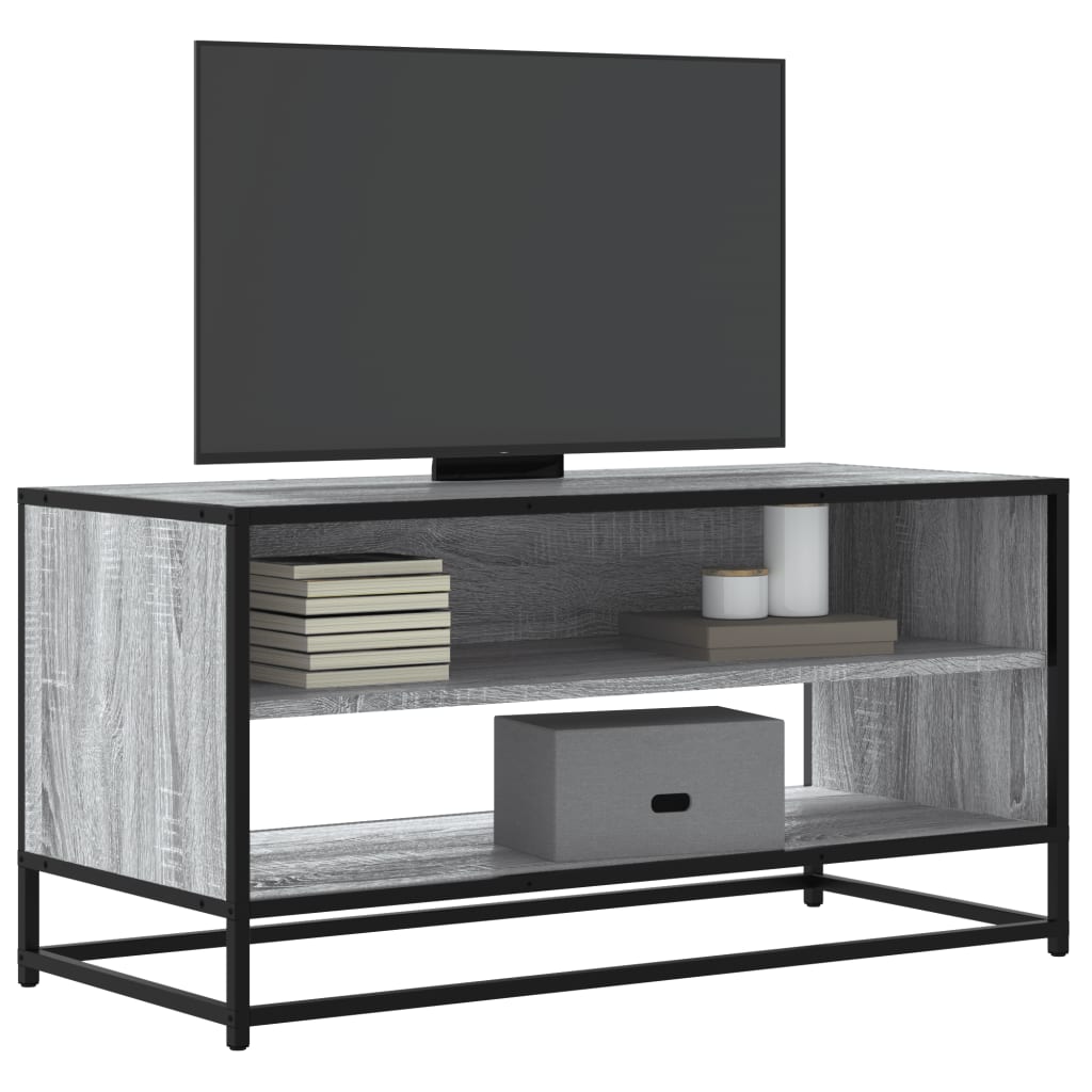 Vetonek Mueble TV madera ingeniería y metal roble ahumado 91x40x46 cm