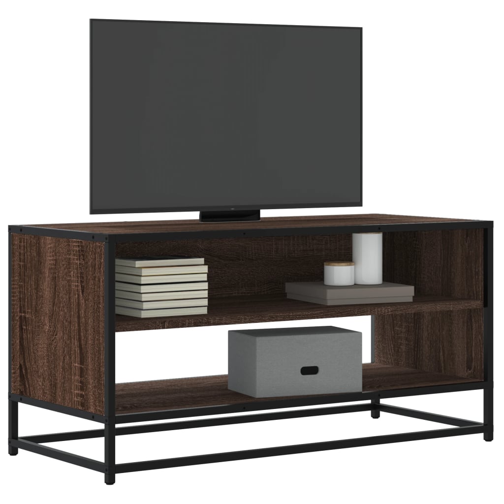 Vetonek Mueble TV metal y madera ingeniería marrón roble 91x40x46 cm