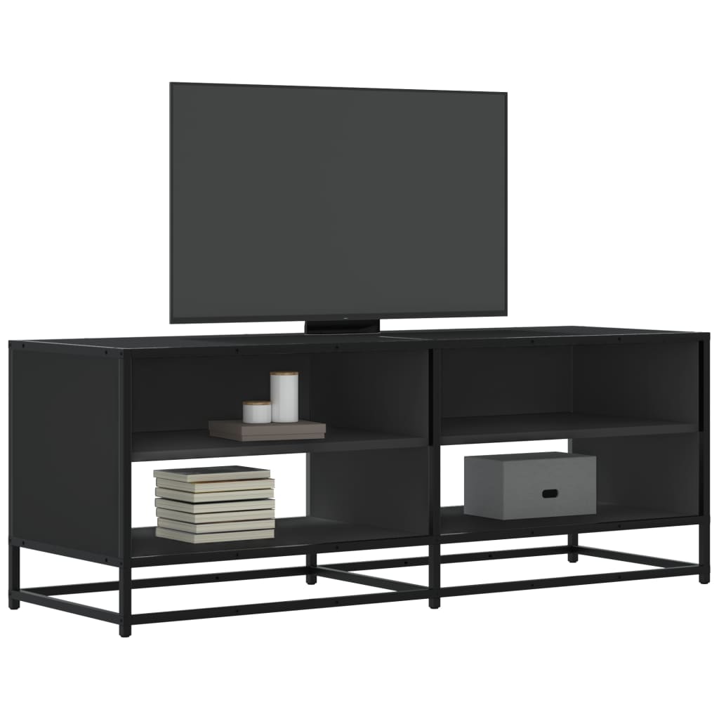 Vetonek Mueble de TV madera de ingeniería y metal negro 120,5x40x46 cm