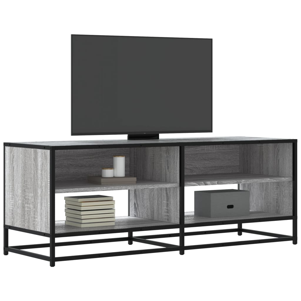 Vetonek Mueble TV metal y madera ingeniería gris Sonoma 120,5x40x46 cm