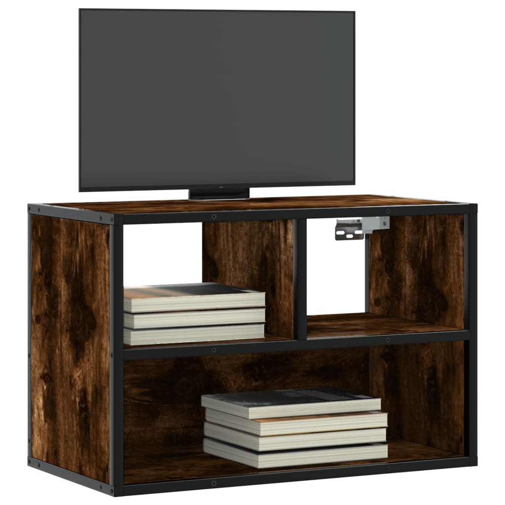 Vetonek Mueble TV madera ingeniería y metal roble ahumado 60x31x39,5 cm