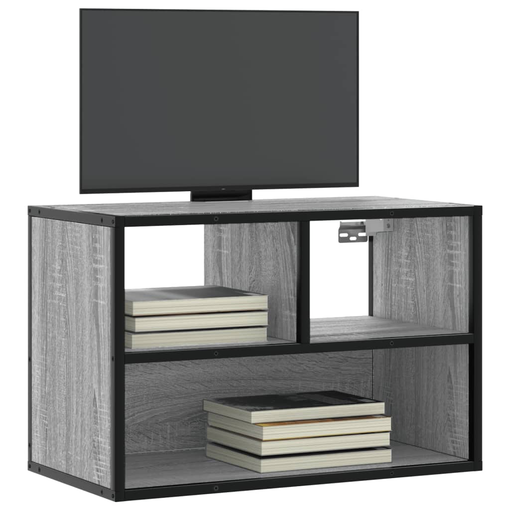 Vetonek Mueble de TV madera y metal roble ahumado 60x31x39,5 cm