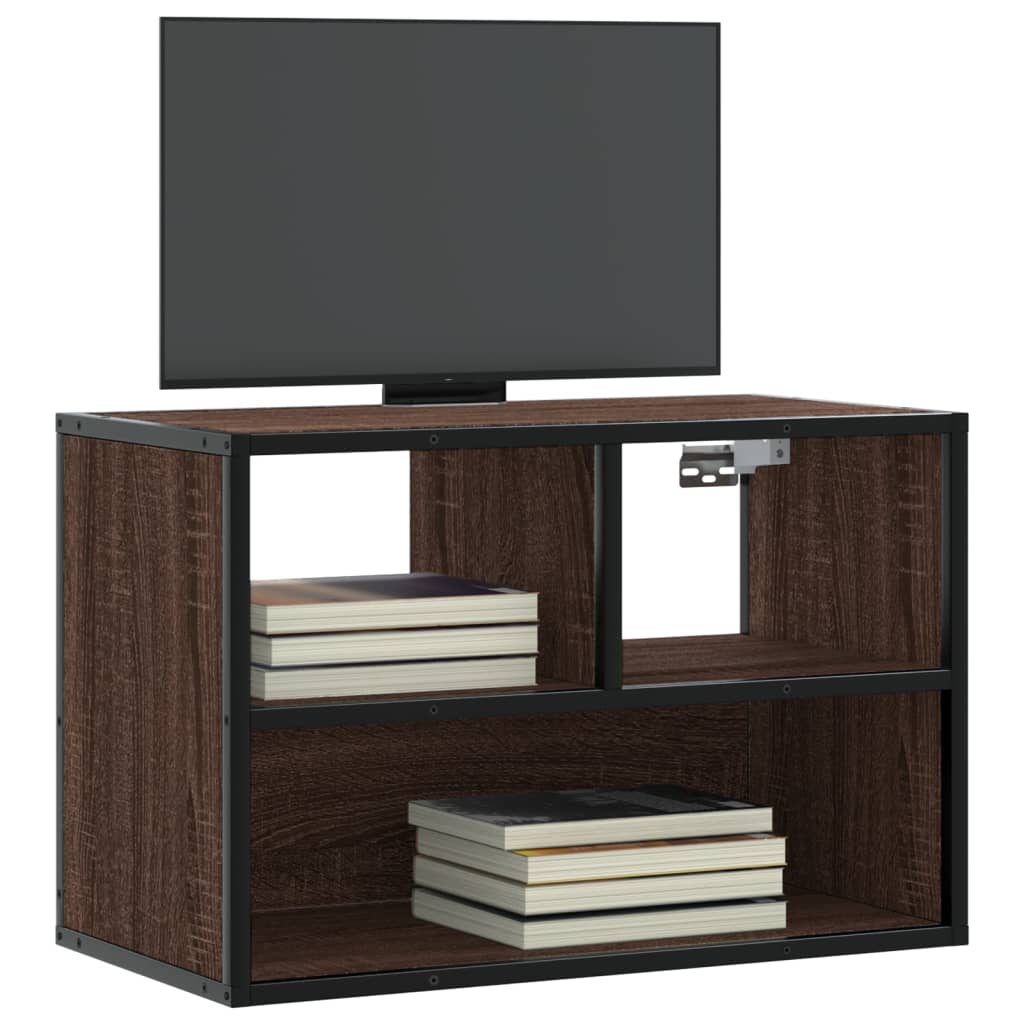 Vetonek Mueble TV madera ingeniería y metal marrón roble 60x31x39,5 cm