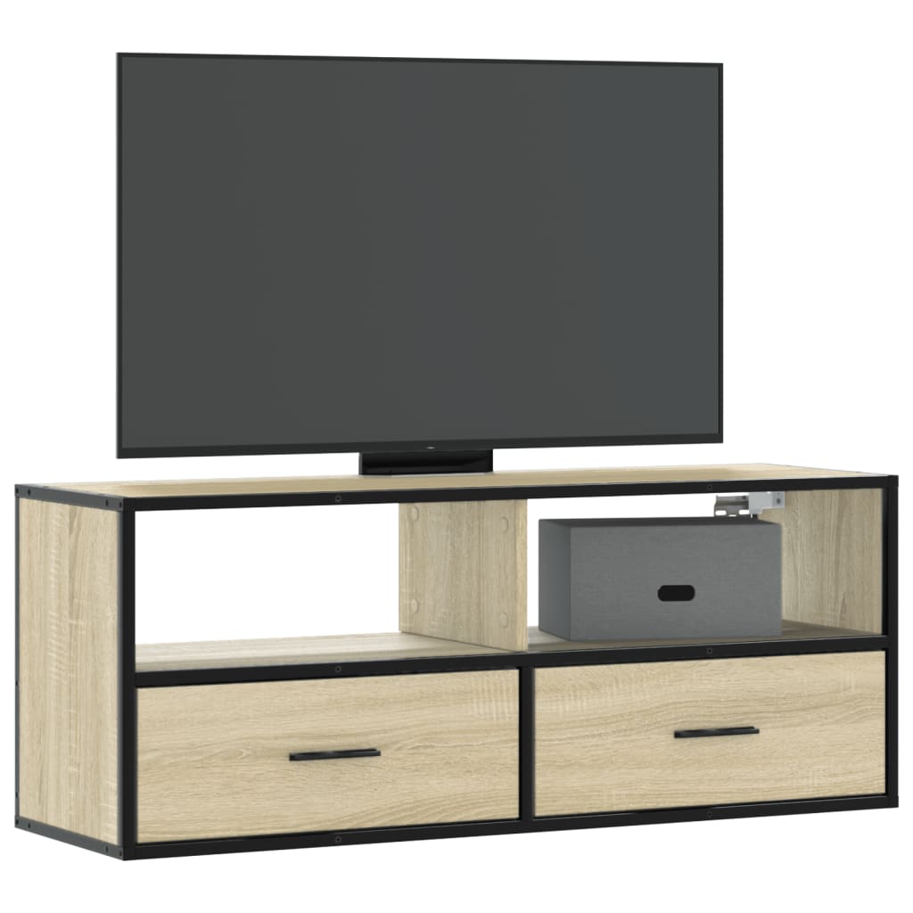 Vetonek Mueble TV madera ingeniería y metal roble Sonoma 100x31x39,5 cm