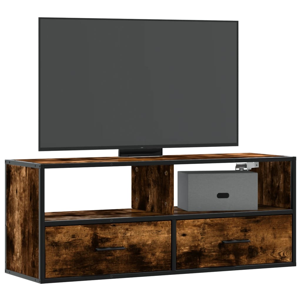 Vetonek Mueble TV metal y madera contrachapada roble humo 100x31x39,5cm