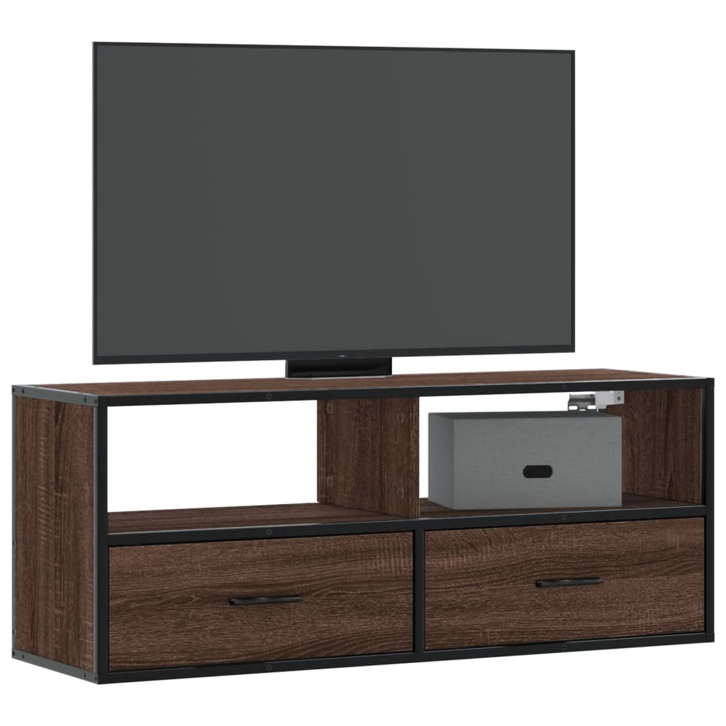 Vetonek Mueble TV madera ingeniería y metal marrón roble 100x31x39,5 cm