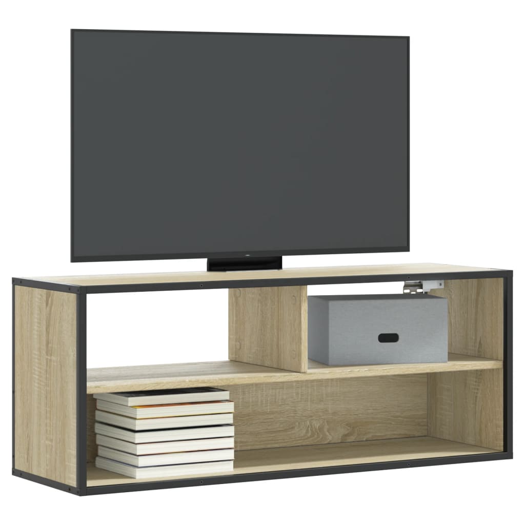 Vetonek Mueble TV madera ingeniería y metal roble Sonoma 100x31x39,5 cm