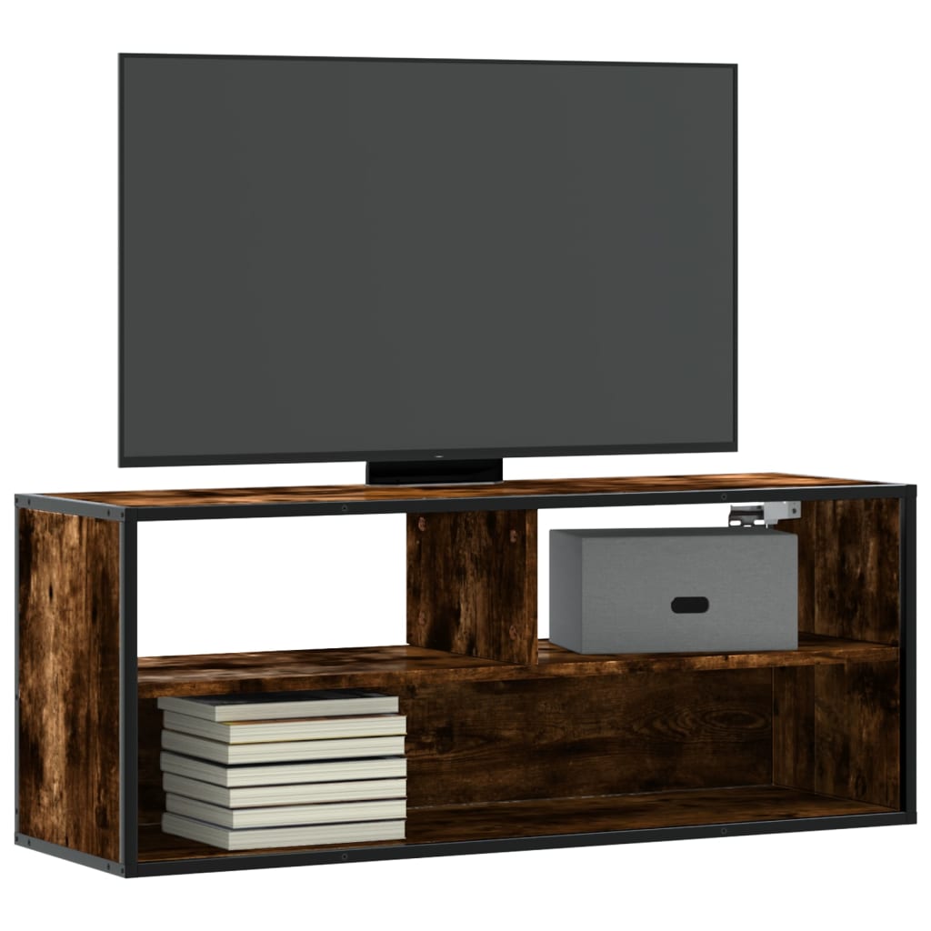 Vetonek Mueble TV metal y madera contrachapada roble humo 100x31x39,5cm