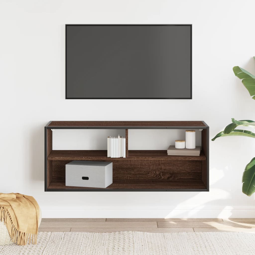 Mueble TV madera sintetizada Nexus y metal marrón roble 100x31x39,5 cm