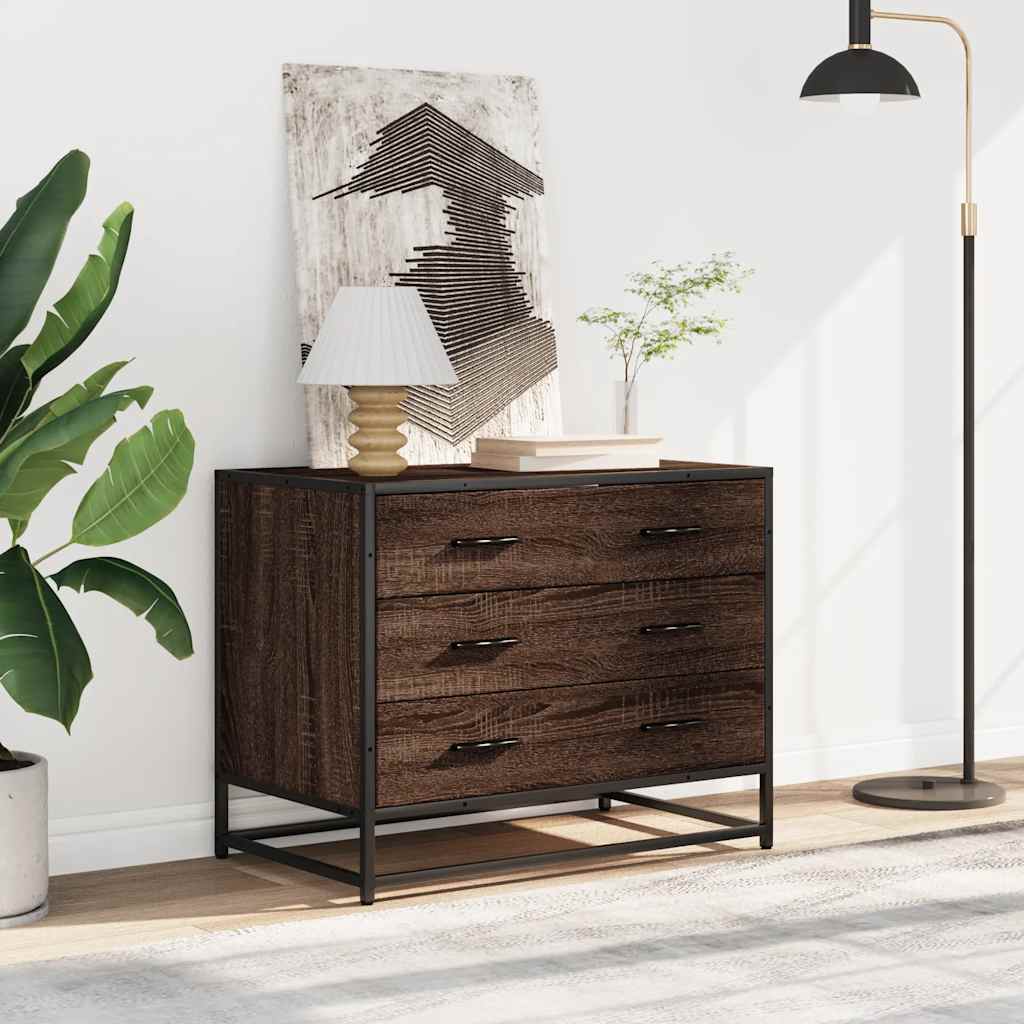 Cómoda de madera contrachapada roble marrón 70x41x56 cm v1378 - Vetonek