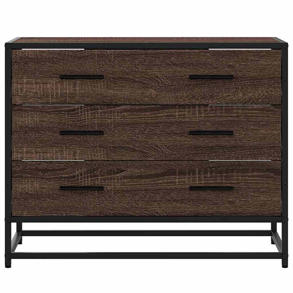Cómoda de madera contrachapada roble marrón 70x41x56 cm v1378 - Vetonek