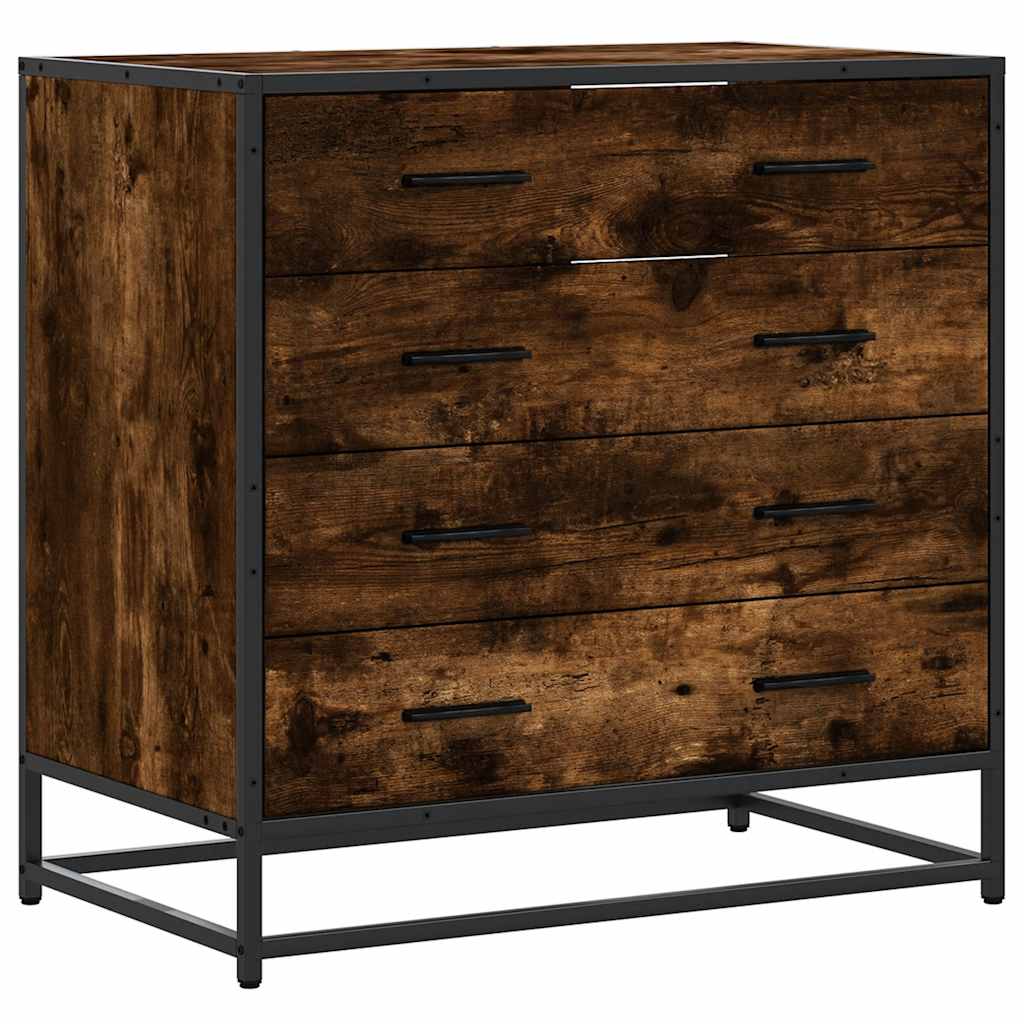 Vetonek Cómoda de madera contrachapada roble ahumado 70x41x70 cm
