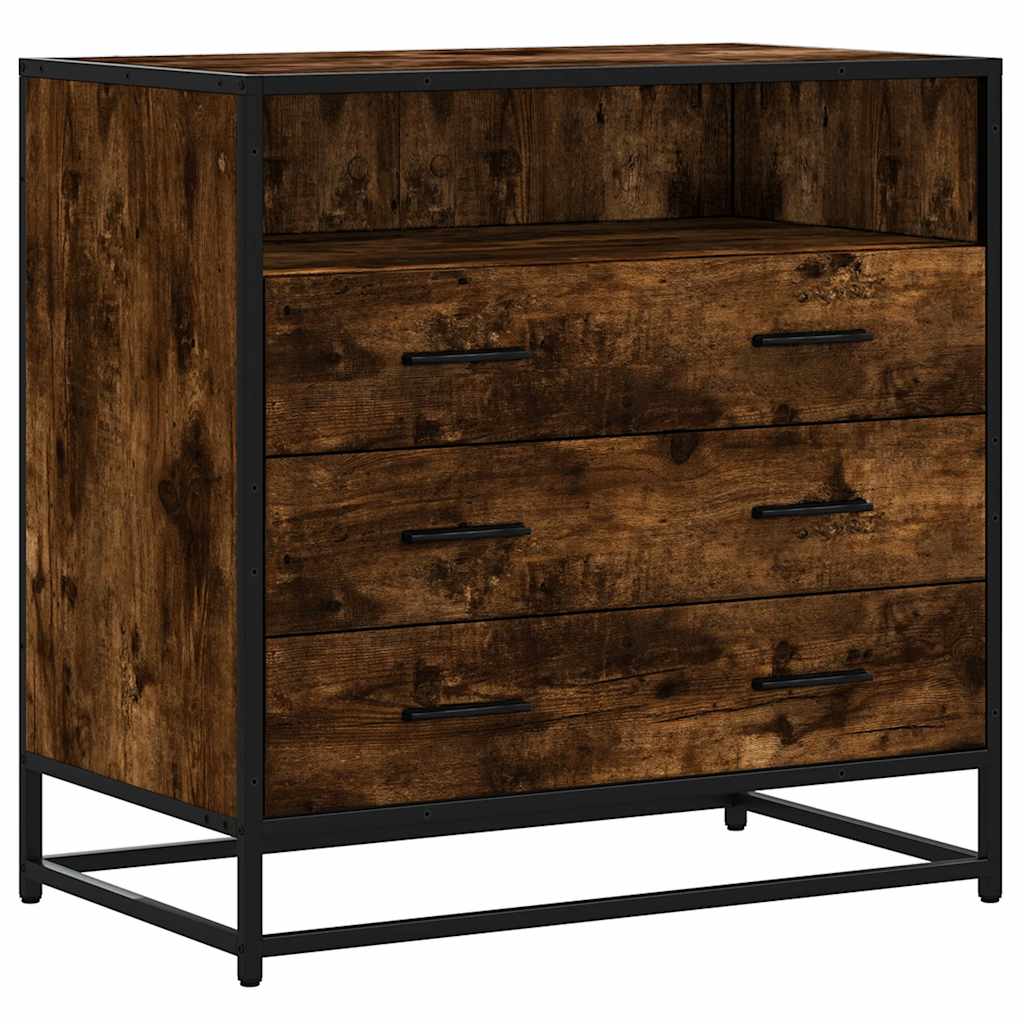 Vetonek Cómoda de madera contrachapada roble ahumado 70x41x70 cm
