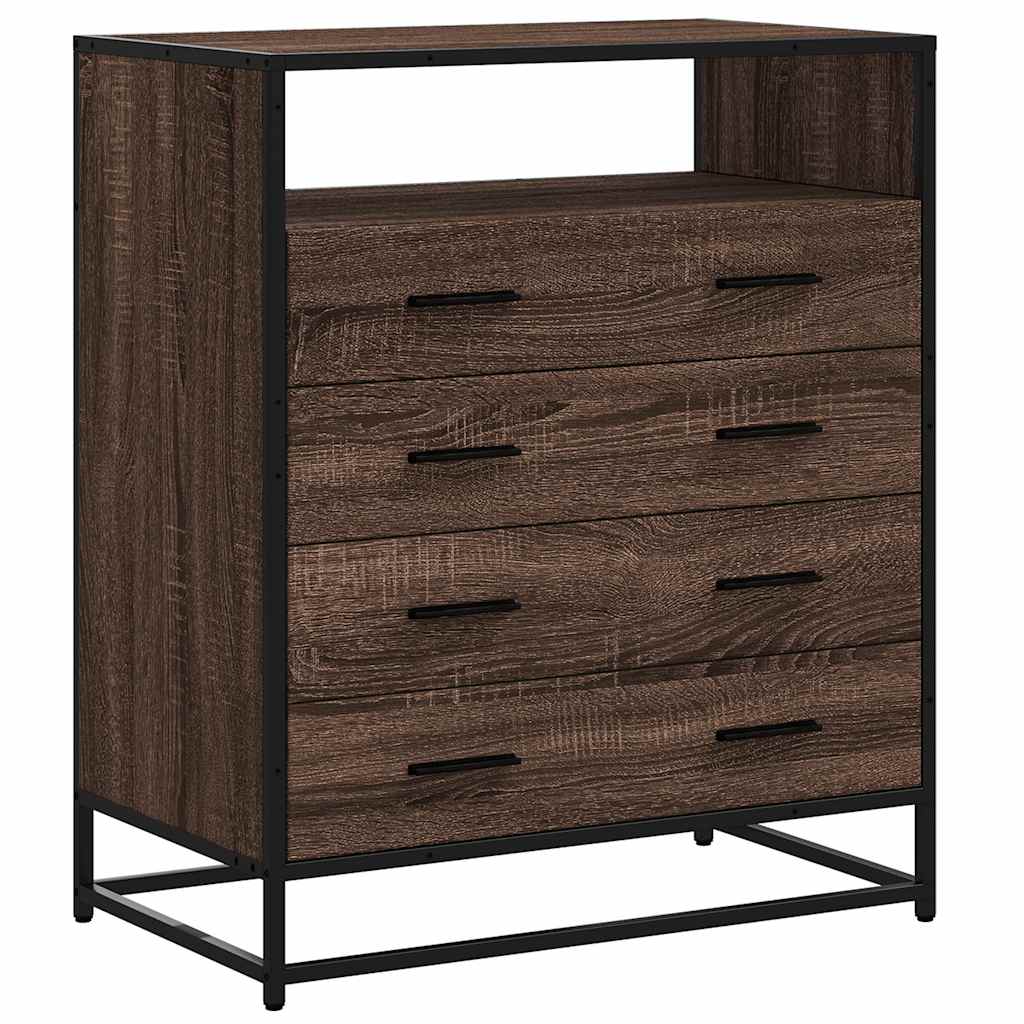 Vetonek Cómoda de madera contrachapada roble marrón 70x41x83,5 cm