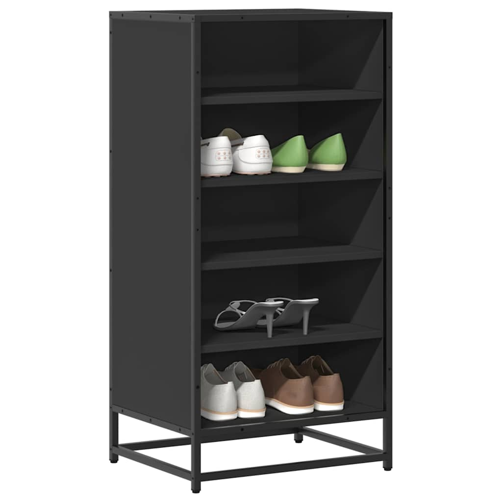 Vetonek Mueble zapatero de madera de ingeniería negro 48x38x97,5 cm