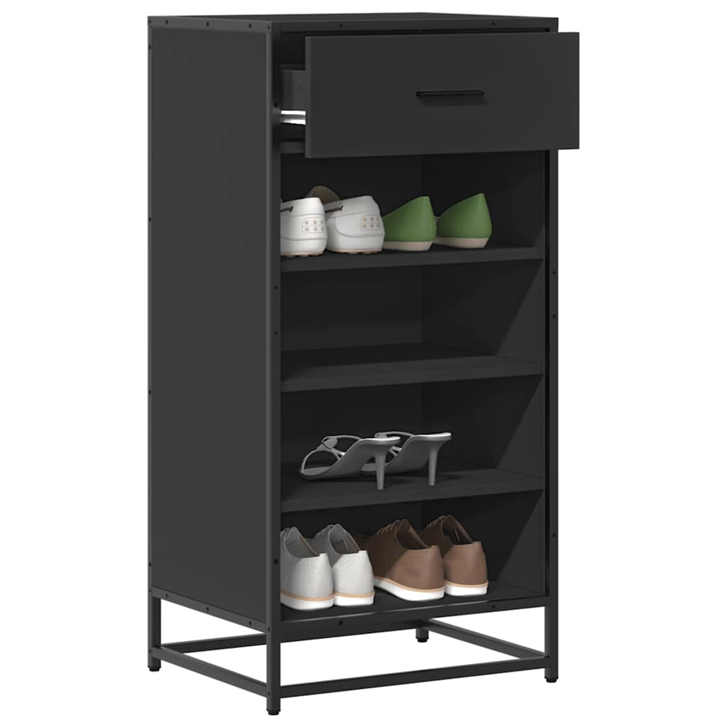 Vetonek Mueble zapatero de madera de ingeniería negro 48x38x97,5 cm