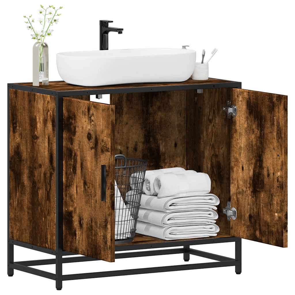 Vetonek Mueble de baño para lavabo roble ahumado 65x33x60 cm