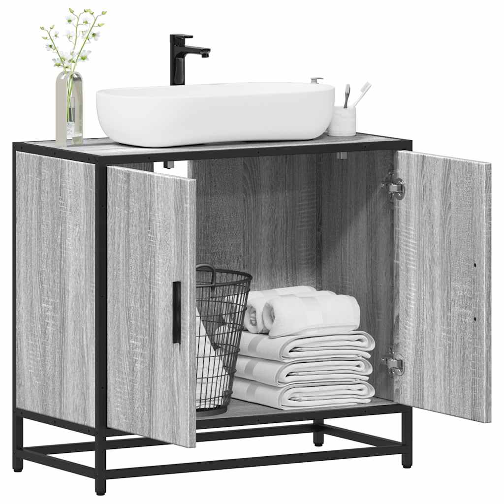 Vetonek Mueble lavabo baño madera contrachapada sonoma gris 65x33x60 cm