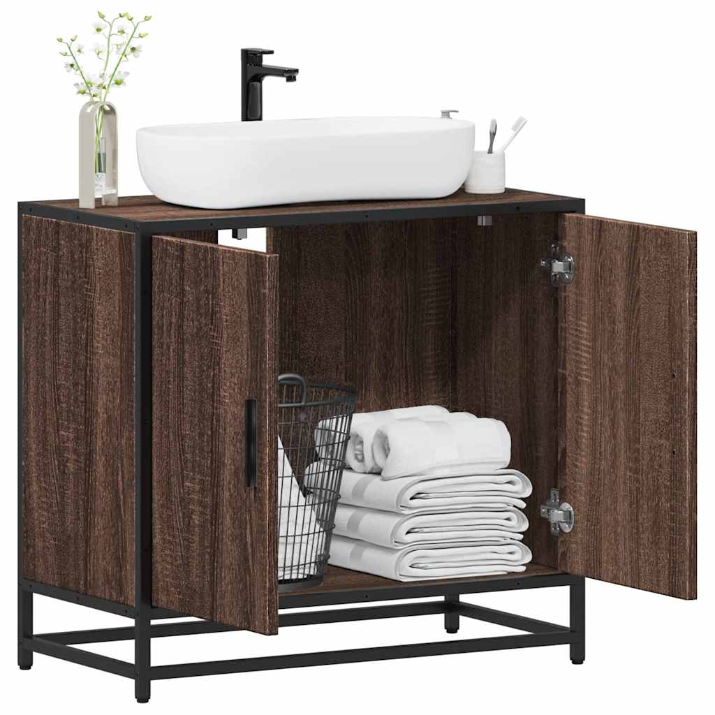 Vetonek Mueble de lavabo madera de ingeniería roble marrón 65x33x60 cm