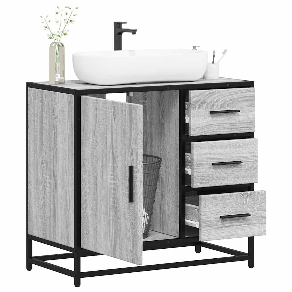 Vetonek Mueble lavabo baño madera contrachapada sonoma gris 65x33x60 cm