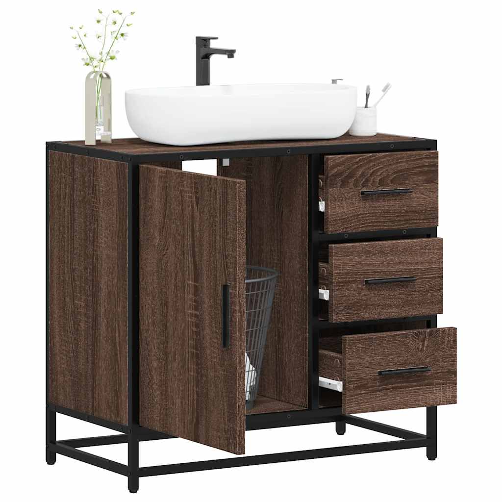 Vetonek Mueble de lavabo madera de ingeniería roble marrón 65x33x60 cm