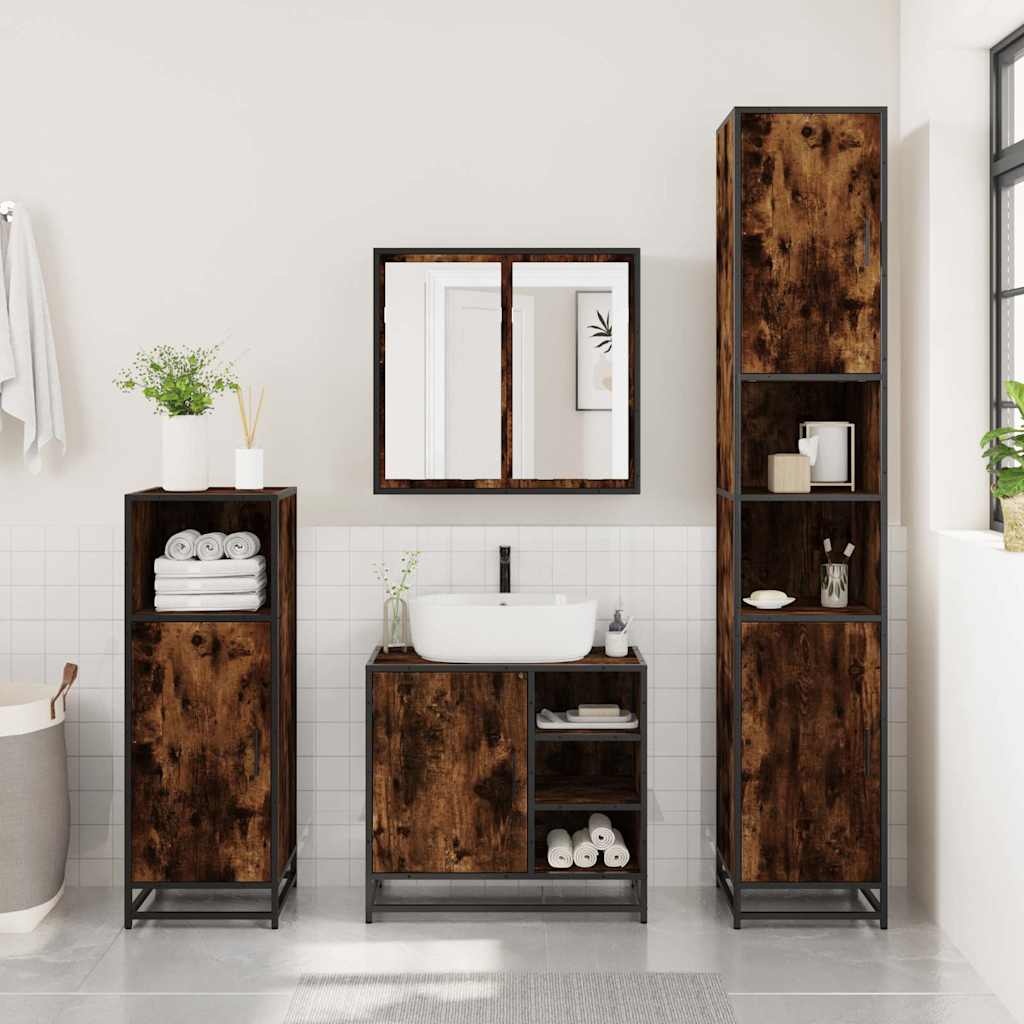 Mueble de baño para lavabo roble ahumado 65x33x60 cm