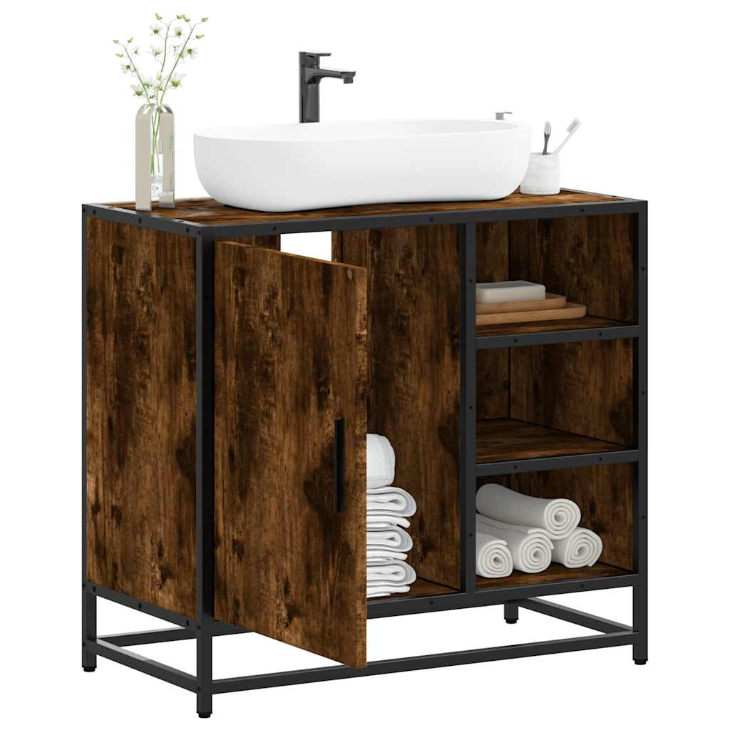 Vetonek Mueble de baño para lavabo roble ahumado 65x33x60 cm