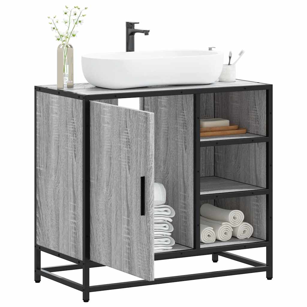 Vetonek Mueble lavabo baño madera contrachapada sonoma gris 65x33x60 cm