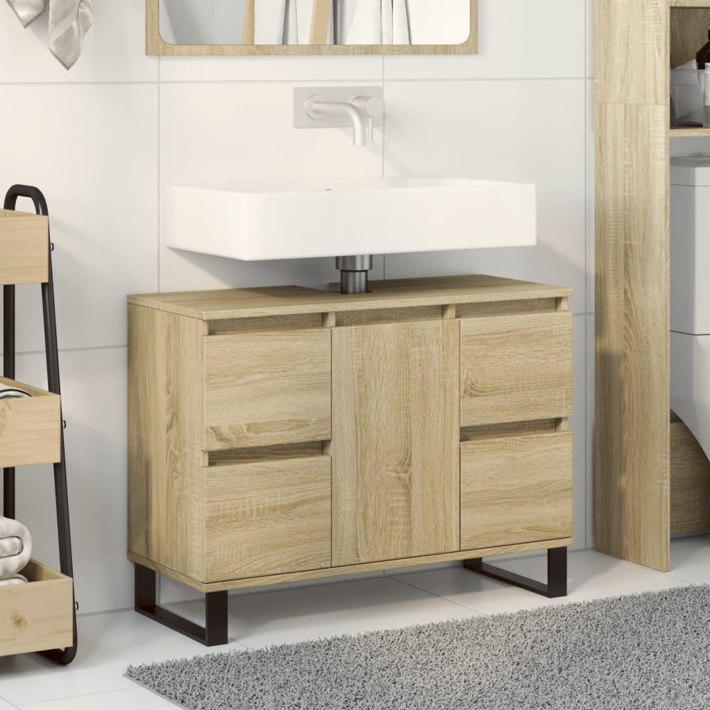 Vetonek Mueble de baño madera de ingeniería roble Sonoma 80x33x60 cm